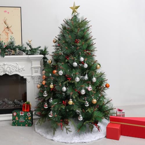 31 Inch White Christmas Tree Skirt, Fur Tree Skirt Snowy White Plush Velvet Wool-Like Chirstmas Tree Skirt Holiday Party Decoration for Merry Christmas Xmas Party Supplies by Tsikavo - Image 5