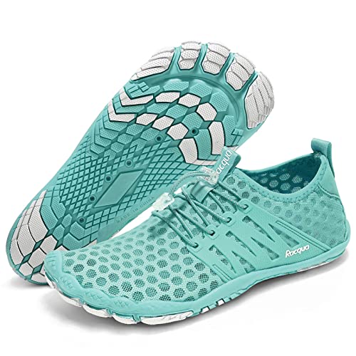 Image of Racqua Mens and Womens Water Shoes Quick Dry Barefoot Aqua Shoes Beach Sport Swim Pool Surf Hiking Shoes, Wz114-mint Green, 8.5 Women /7.5 Men