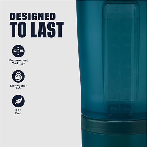 Miniatura 5 de BlenderBottle Botella agitadora con organizador de pastillas y almacenamiento para proteínas en polvo, sistema Classic V2 ProStak, 22 onzas, azul