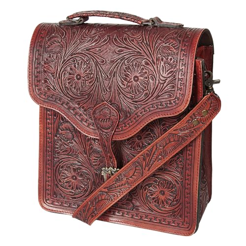 American Darling Briefcase Hand Tooled Genuine Leather Women's Bag Western Handbag Purse | Women