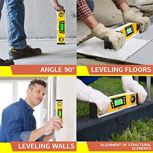 Digital Magnetic Level Tool - 10 Inch Torpedo Level and Protractor - Master Precision - IP54 Dustproof and Waterproof - Includes: 2 AAA Batteries and Carrying Case