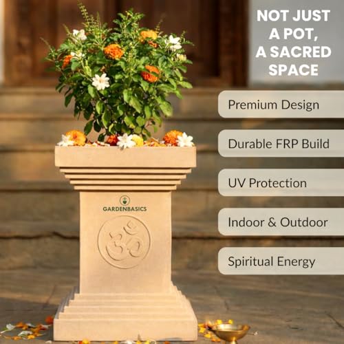 Image of Tulsi Pot for Home | Heavy Duty Tulsi Kota | UV Protected Tulsi Planter | Pooja Plants Gamla for Office | Puja Pots | Traditional Tulasi Stand for Indoor & Outdoor Use | Sand Dune