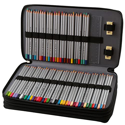 Image of Colored Pencil Case - 300 Slots Pencil Holder with Zipper Closure PU Leather Large Capacity Pencil Case for Watercolor Pens or Markers, Pencil Case Organizer for Artist