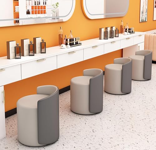 Silla giratoria de tocador taburete de felpa con respaldo bajo de maquillaje 8