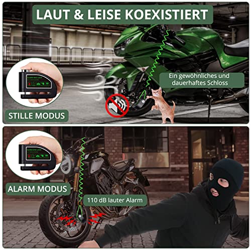 Motorrad Kettenschloss und Bremsscheibenschloss EYPINS mit Alarm