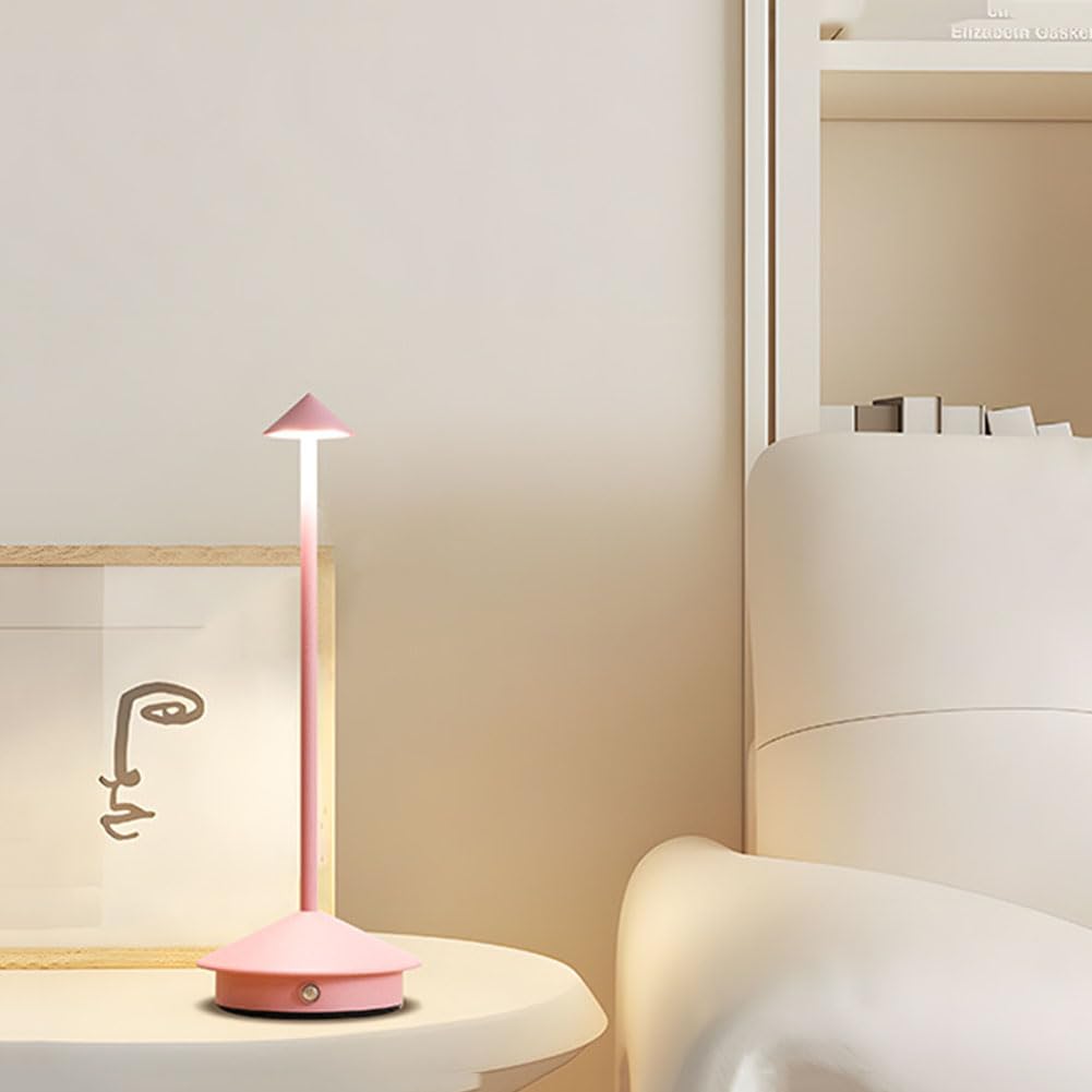 Lampa Stołowa Bezprzewodowa Akumulator, Ciepła Biała Lampy biurkowe Czarna LED Lampki Stołowe Bezprzewodowa Lampa Biurkowa Akumulatorowa Lampa Stołowa Wodoodporna(złoty, biały, srebrny),Pink