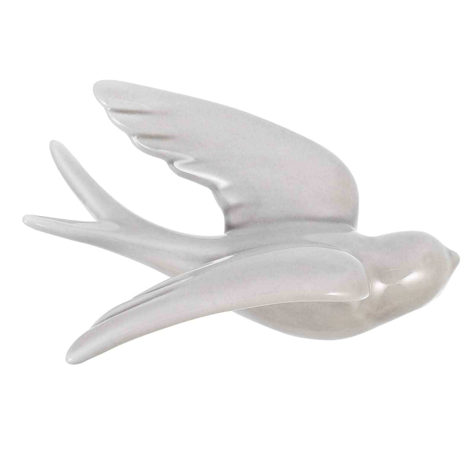 SUPVOX Ceramic Swallow Wall Hanging - 3D Bird Wall Decor - Nordic Retro Style Ornament for Living Room, Bedroom, Dining Room & Gallery (Grey - Small)