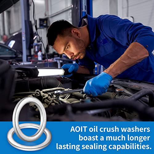 Image of AOIT 10 Pcs M18 Aluminum Transmission Fluid Drain Plug Crush Washer Seal Fits for Toyota Prius Corolla Tacoma Camry, Replace The Part# 90430-18008 90430-A0003, Used for Change Transmission Fluid