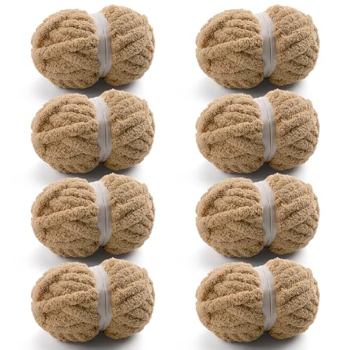 Chunky Yarn for Hand Knitting, Brown Chunky Chenille Yarn for Crocheting