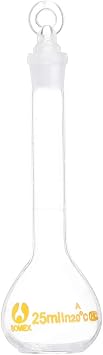 EsportsMJJ 25ml Clear Glass Volumetric Flask with Stopper Lab Chemistry Glassware Round Bottom