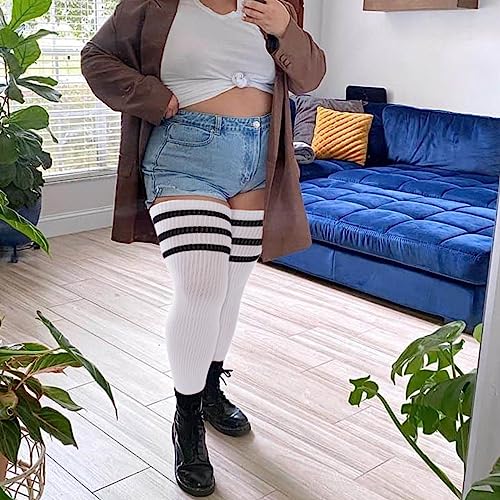 Image of Plus Size Thigh High Socks for Women Thick Thighs Cotton Knit Extra Long Over the Knee Leg Warmer