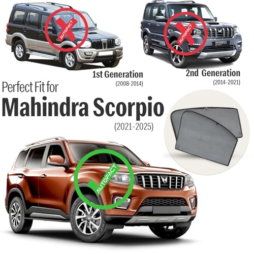 Image of Autofact Car Sunshades for Mahindra Scorpio (2022 to 2025), UV Protection, Useful Car Accessories, Custom fit Sun Shades for Side Windows, Set of 6