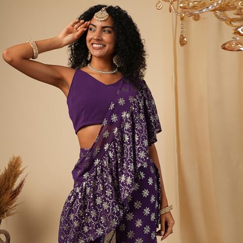 Image of Globus Women Saree (GS568634 Purple XS)