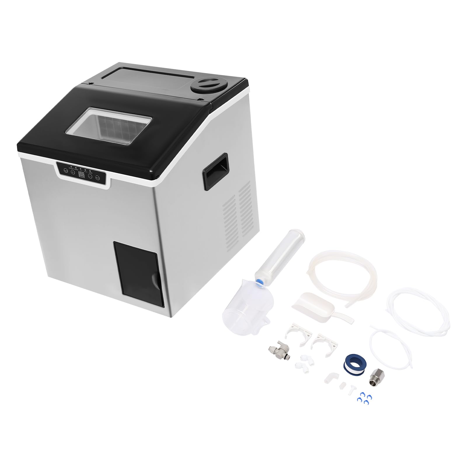 Ice Makers Countertop, Portable Countertop Nugget Ice Maker Capacity 2.2lbs Ice Crushing Pebble Stainless Steel With Self Cleaning & LED Touch Panel/Container/Ice Scoop For Home Bar Camping RV on Fridge.com - View 4