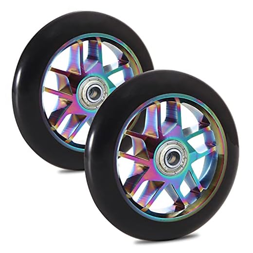 Roue Trotinette Freestyle 110mm, Roulement Roue Remplacement pour Scooter, avec ABEC 11, Paire Compatible avec Land Surfer/Prodigy/Apollo/JD Bug Classique Pro Stunt Scooter