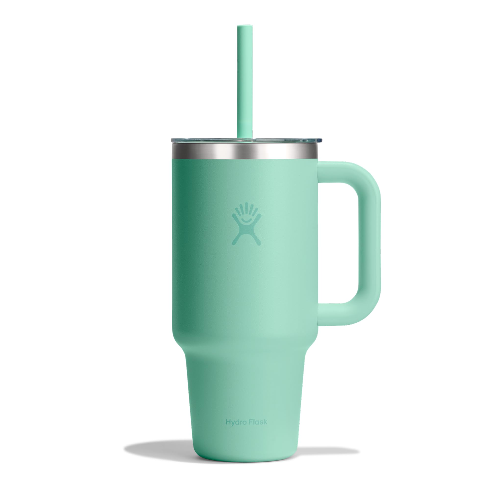 Hydro Flask Mermaid Green – Travel Tumbler 946 Ml (32 Oz) With Clear Press-In Straw Lid – Stainless Steel – Double Wall Vacuum Insulated – Splash Resistant –
