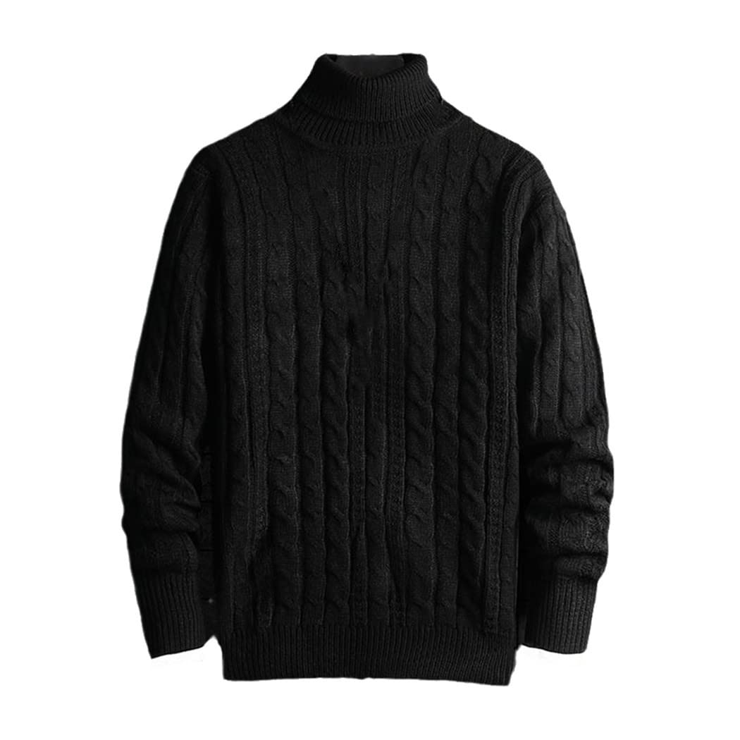 Pull col roulé homme noir col montant confortable taille XL