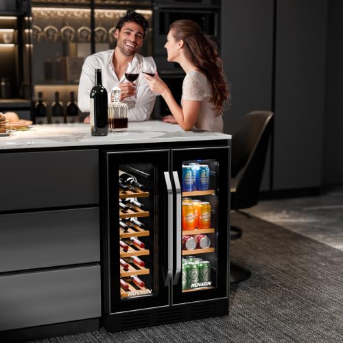Image of ROVSUN 24 Inch Wine and Beverage Refrigerator, Hold 17 Bottles and 61 Cans