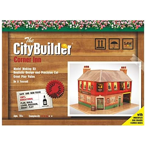 O Gauge 7mm 1:48 Scale Model Railroad Building Cardboard Corner INN Kit CityBuilder Cover