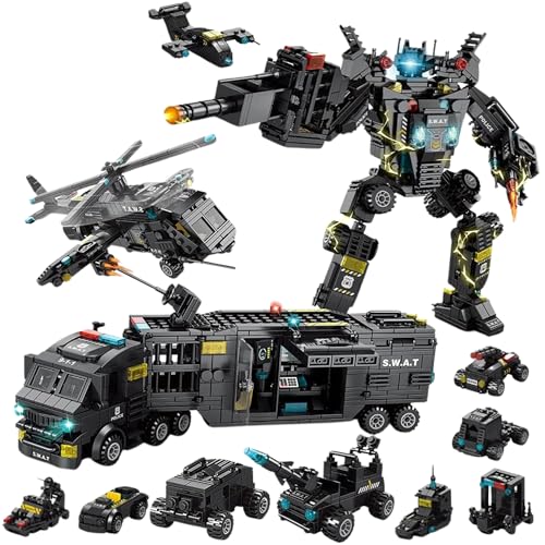 Image of 51-in-1 Robot STEM Building Blocks Set - 700+ PCS Engineering Construction Kit | Build 51 Models Including Helicopters, SWAT, Command Center | Comes in Box | 12 Months Warranty