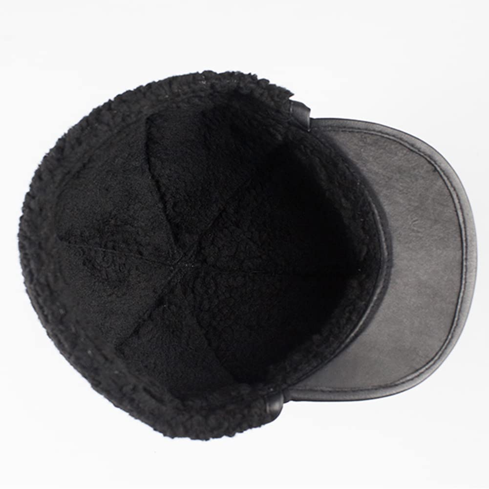 DongBao Uomo Cappello Invernale in Pelle da Caccia, Cappello Militare Caldo Unisex, Berretto Baseball con Paraorecchie,Berretto papà