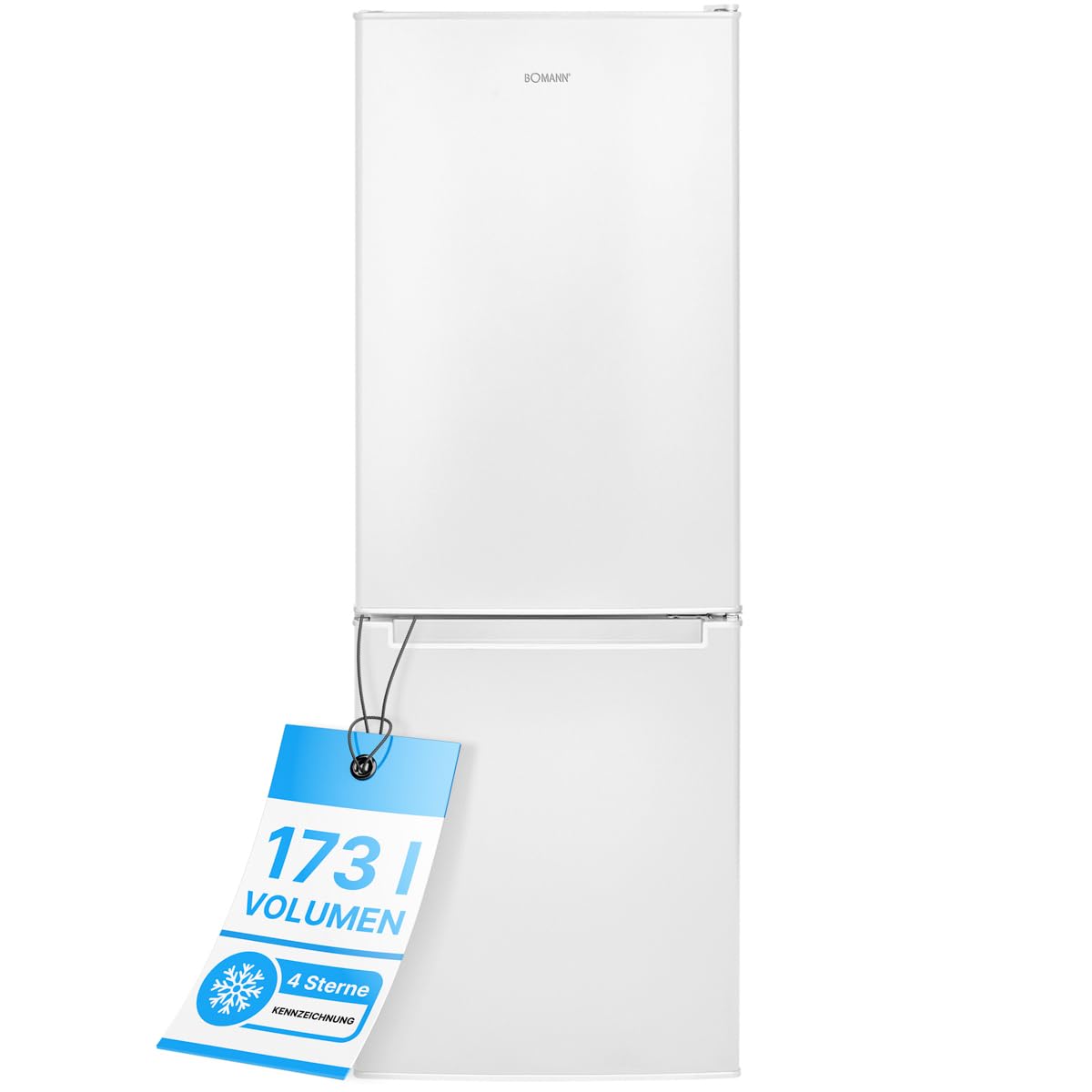 Bomann® Kühlschrank mit Gefrierfach 143cm hoch | Kühl Gefrierkombination 173L mit 3 Ablagen & 3 Schubladen | Türanschlag wechselbar | leise Kühlgefrierkombi 40db | Kühlschrank | KG 7331 weiß