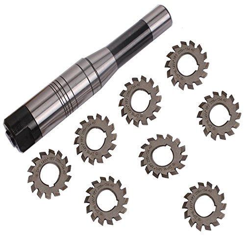 Dp16 Pa14-1/2 Bore22 No. 1-8 Involute Gear Cutters+ 7/16 Inch 22Mm R8 Shank Milling Arbor Gear Mill Cutter Holder Machine #TOP5