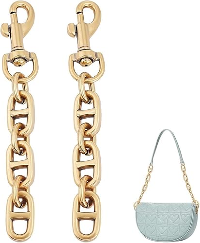 UOPMQGB 2 Pz Prolunga per Borsa A Tracolla In Lega - Cavo Dorato 12 cm - Accessorio Sostituzione Cinghie A Catena