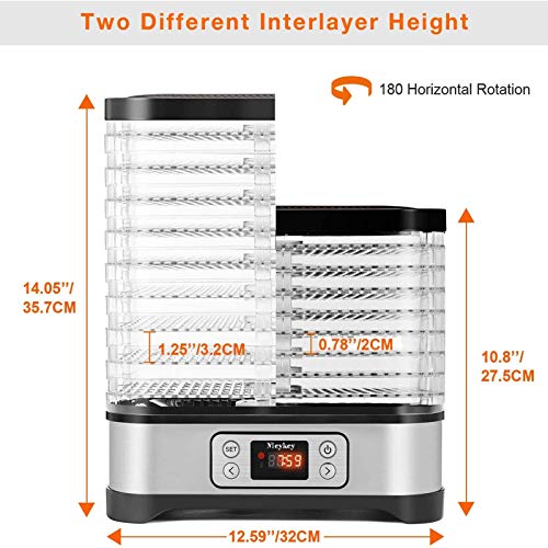 Meykey Dörrautomat mit Temperaturregler, Dörrgerät für Lebensmittel, Fleisch Frucht Gemüsetrockner mit Timer, Dehydrator, BPA-frei (8 Etagen/400W) – Bild 3