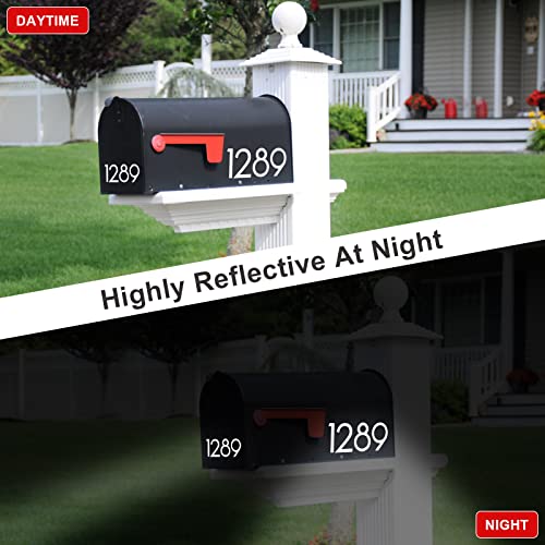 Image of 50 PCS 2 inch Reflective Adhesive Mailbox Numbers, Waterproof Vinyl Number Stickers with Easy-Peel Tabs, Includes Squeegee & Masking Tape, Strong Self-Adhesive House Numbers, Practical Gifts