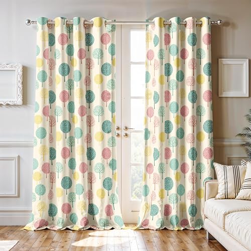 Image of Ultimate Trends Room Darkening Digital Printed Floral Geomatrical Prints Curtain 65-70% Opacity,Diamond Eyelets, Tie Back, Floral Geomatrical, 9 FEET Pack of 1,Ivory with Teal