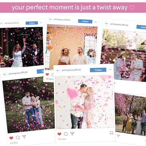 Primepure GRCANNON-PINK-2-HEARTS Gender Reveal Confetti Cannon thumb #3