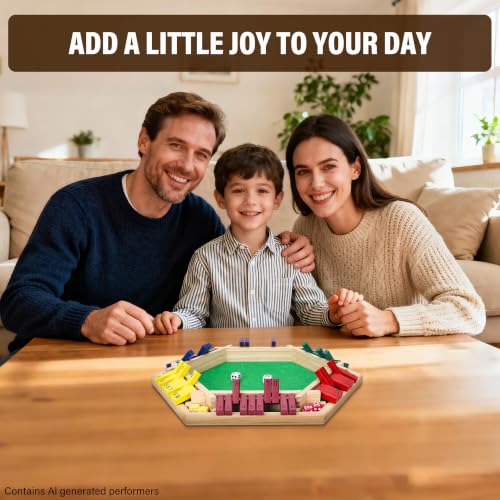 Juego Shut the Box de madera multicolor con 16 dados miniatura 6
