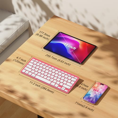 Image of OMOTON Ultra-Slim Bluetooth Keyboard for iPad 11th /10th /9th /8th /7th, iPad Pro /Air /Mini and iPhone Series, Wireless iOS Keyboard with 12 Multimedia Keys for Office, Home, Travel, School,Red