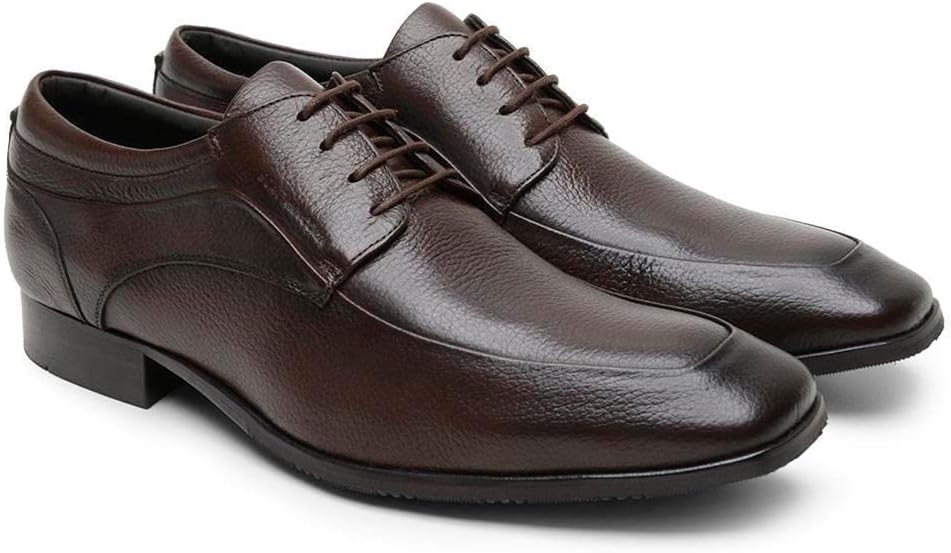 Sapato Derby Masculino Couro Antiderrapante Cadarço Casual Marrom 37