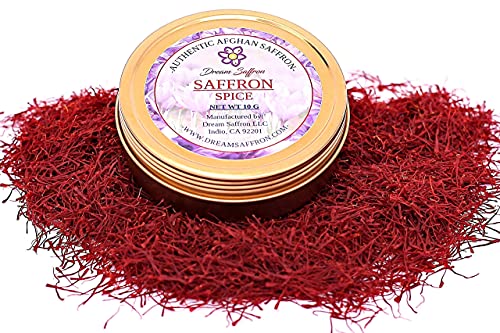 Dream Saffron, Premium All-Red Saffron Spice for Cooking, 10 Grams of 100% Natural Afghan Saffron Threads, Grade A+ Super Nagin Saffron Used for Persian Tea, Paella, Risotto