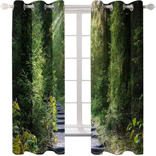Rideaux isolants thermiques salon arbre vert lot de 2 panneaux 86x183cm - 6