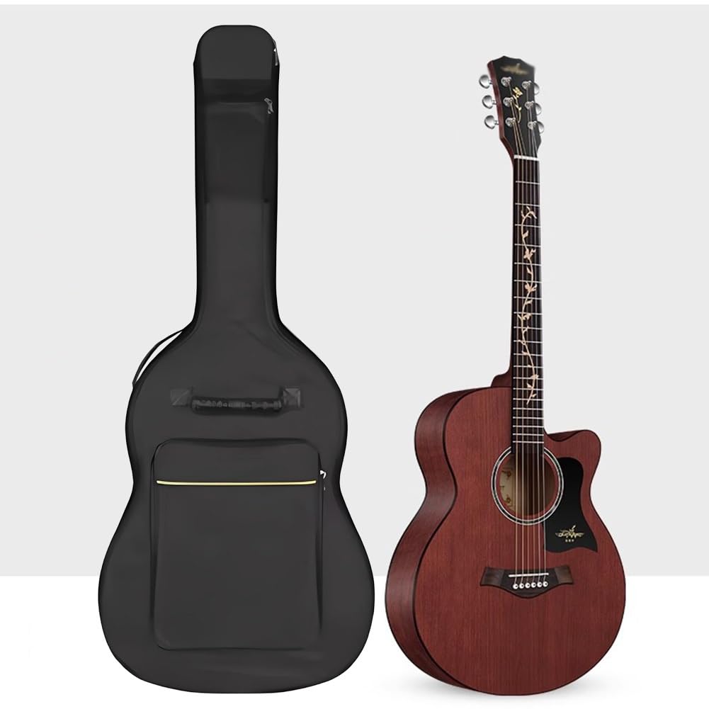 Chitarra Acustica Per Principianti Da 41 Pollici, Set Base Per Chitarra Acustica Full-size In Legno Con Spalla Mancante Con Custodia Morbida, Corde, Tracolla(Red,40 in)