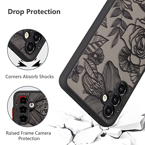 Xizyo For Samsung Galaxy A54 5G Case Cute Rose Floral Phone Case For Women Girls Pattern Printed Design Slim Translucent Matte Tpu Bumper Case Shockproof Protective Case, Black #TOP2