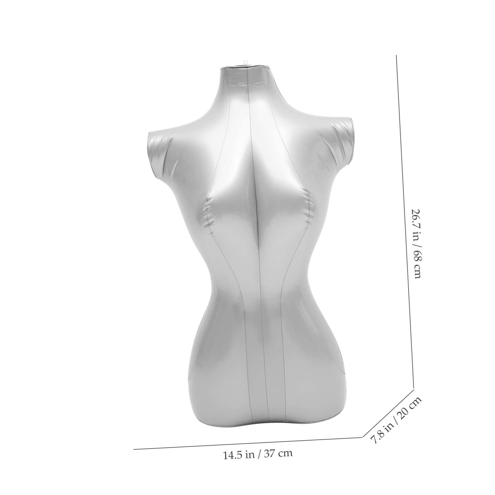 Hohopeti Maniquí Femenino Inflable de Medio Cuerpo en PVC Plata, Portátil y Resistente para Exhibición de Ropa en Tienda o Fotografía