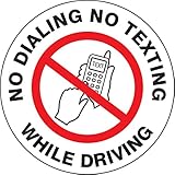 Accuform LVHR708 Adhesive Vinyl Safety Label, Legend 'NO Dialing NO Texting While Driving', 2' Length x 2' Width x 0.004' Thickness, Red/Black on White (Pack of 5)