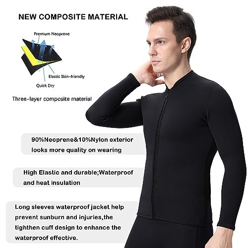 Chaqueta de neopreno para hombre 2mm y pantalones 3mm, manga larga, ropa para buceo, surf y deportes acuáticos (Tallas XL) miniatura 3