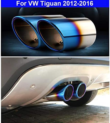 2pcs Blue Stainless Steel Exhaust Tail Rear Muffler Tip Tailpipe Trim For VW Tiguan 2012 2013 2014 2015 2016