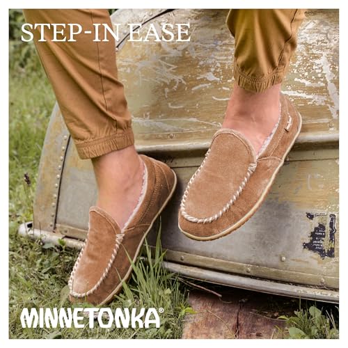 Minnetonka Men's Tilden Moccasin Suede Indoor and Outdoor Slippers4