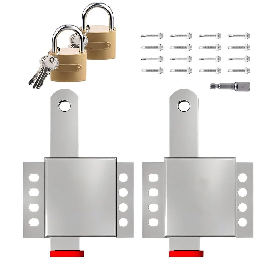 Verrous de porte de garage robustes en acier galvanisé avec vis | Lot de 2