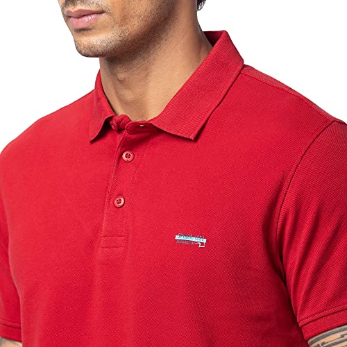 Image of Spykar Polo Collar Half Sleeves Cotton Blend Slim Fit T-Shirt for Men