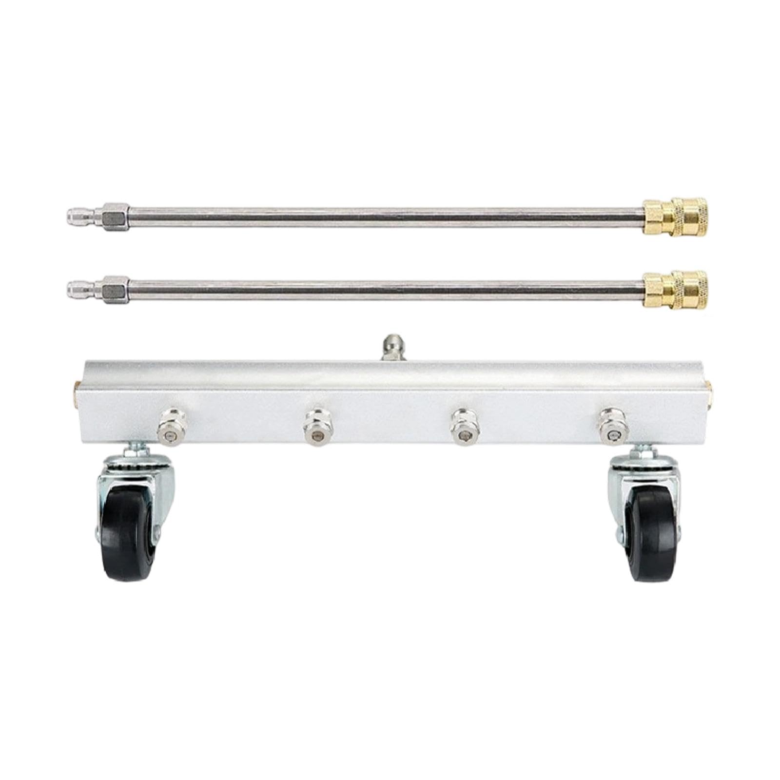Milageto 1 Pieza Limpiador de Chasis para Automóviles con Barra de Extensión Doble Rociador Inferior Cepillo Universal Y Conexión Rápida Fabricado en Acero Ino, 2 Barras Rectas