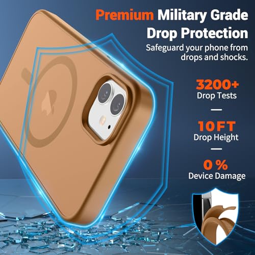 Image of SUPFINE Magnetic for iPhone 12 Case /iPhone 12 Pro Case (Compatible with MagSafe)(Military Grade Drop Protection) Slim Translucent Matte Shockproof with Anti-Fingerprint Phone Case,Brown