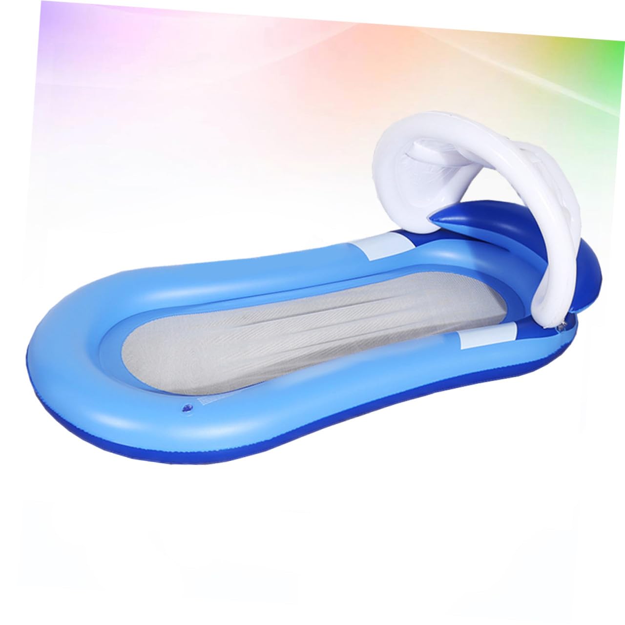 Hamaca Acuática Inflable Azul de PVC con Toldo Desmontable