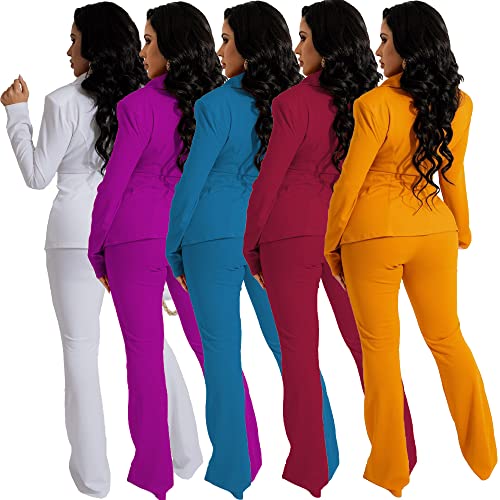 Bluewolfsea Women 2 Piece Outfits Work Casual Long Sleeve Open Front Blazer and Pants Set Ladies Business Suits Sets4